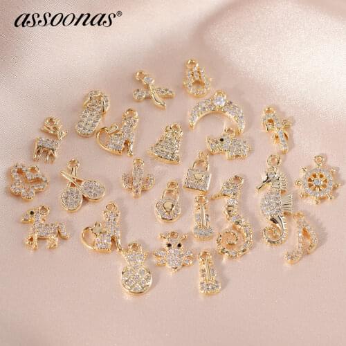 Assoonas M1001,vintage metal,diy earring necklace pendants,jewelry making,18k gold plated,zircons,jewelry accessories,10pcs/lot