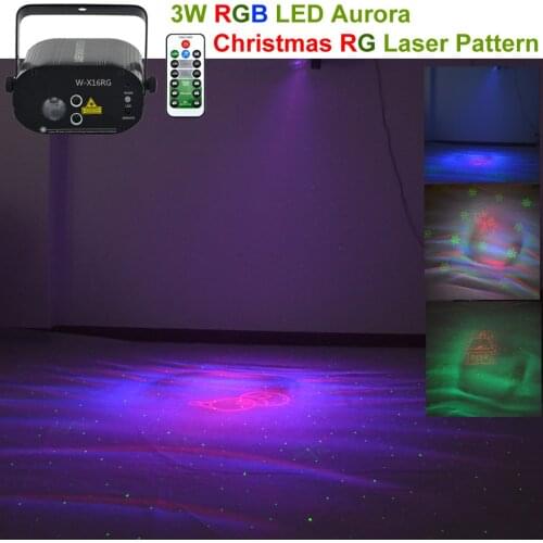 Wireless Remote RG Laser 16 Gobo Lights Mixed Water Galaxy RGB LED Effect Projector Lamp Party DJ Show Christmas Stage Lighting