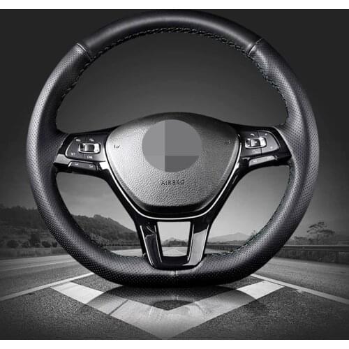 DIY Black Faux Leather Steering Wheel Cover For Volkswagen VW Golf 7 Mk7 Sharan 2016 2017 New Polo Jetta Passat B8 Tiguan 2017