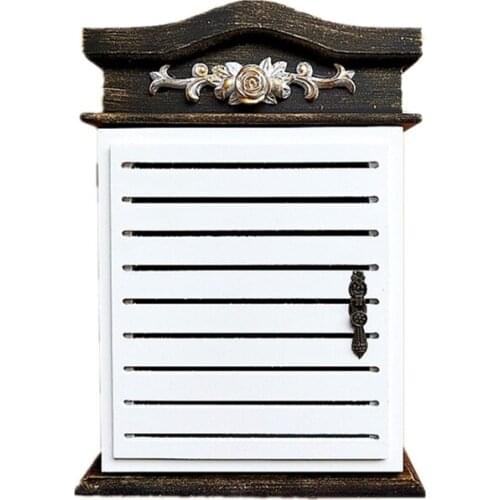 Wooden Key Box Wall Mount Key Cabinet,Key Holder For Wall,Rustic Key Storage Box Wall Mount With 4-Hooks,Key Hanger