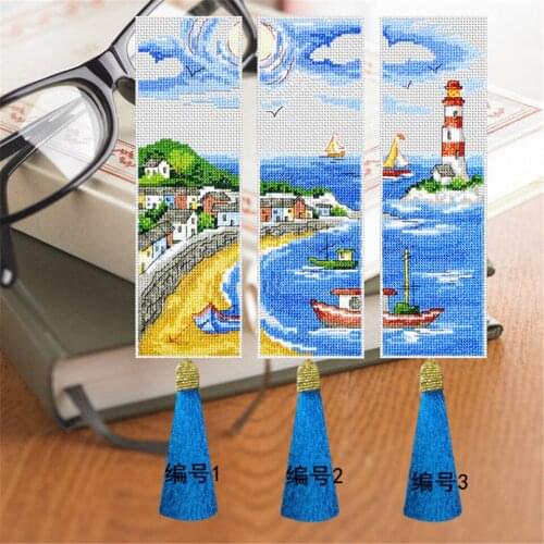 DIY Craft Stitch Cross Stitch Bookmark Christmas Plastic Fabric Needlework Embroidery Crafts Counted Cross-Stitching Kit
