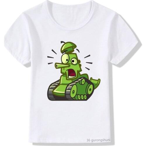 Tank Cartoon Print T Shirt Children Clothing T-shrt Funny Boys/girls Harajuku Summer Tops Short-sleeved Tops Kids T Shirts