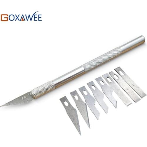 GOXAWEE 9 Blades Wood Carving Tools Fruit Food Craft Sculpture Engraving Knife Scalpel DIY Cutting Tool PCB Repair DIY Hand Tool