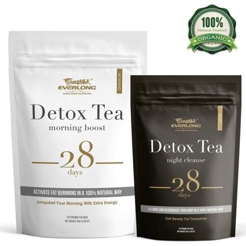 Hemp for U Herbal Detox Morning&Night Drink Set Belly Slimming Colon Cleanse Fat Burner Reduces Bloating Weight Loss Products