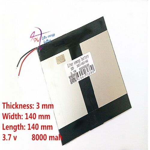 Liter energy battery 3.7V polymer lithium 30140140 8000mah MP4 MP3 Bluetooth small toys