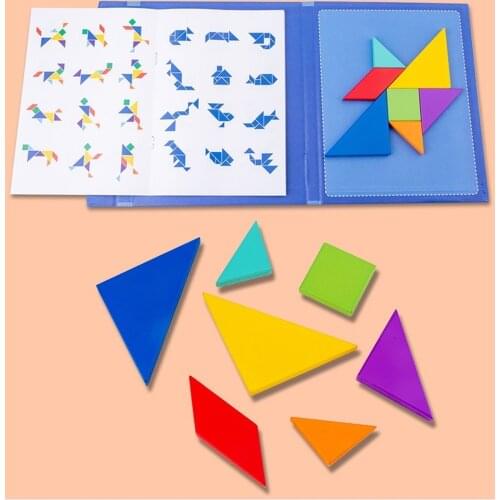 Magnetic 3D Puzzle Jigsaw Tangram Game Montessori Learning Educational Drawing Board Games Toy Gift for Children Brain Tease
