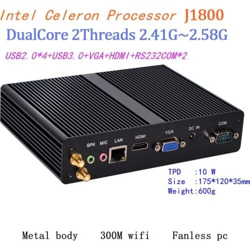 Intel Celeron j1900 Mini PC Windows HDMI+VGA Mini PC windows 7/8 OS RS232 COM*2 Industrial computer