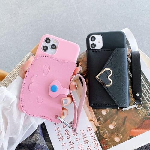 Cartoon Wallet Soft TPU Case For Xiaomi Mi 11 Lite Mi10 Mi9 10T Ultra Keychain Phone Cover For Redmi Note 10 9 9s 8T 8 Pro 9a 7
