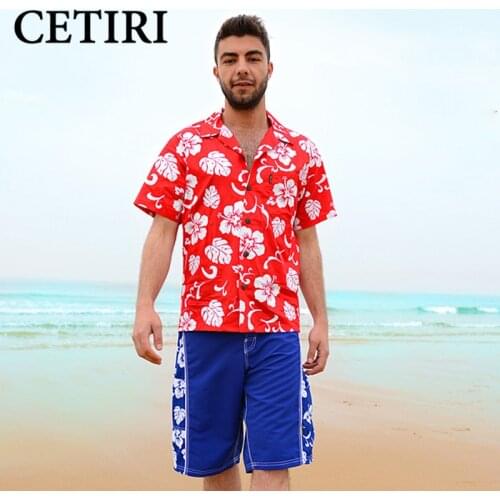 Brand Men US Size Floral Short Sleeve Shirt Casual Shirts Summer Style Cotton Beach Vacation Hawaiian Print Shirts Chemise Homme