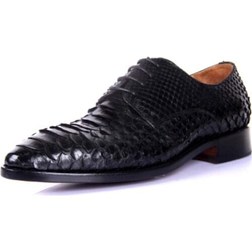 Hubu Pure manual import Python skin Men formal shoes fashion private custom Snake skin Men formal shoes Gift