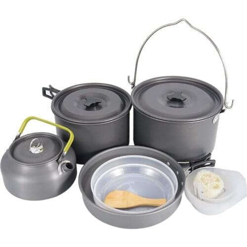 New outdoor cookware set for the whole family 6-7 people portable teapot self-driving cookware non-stick cookware set