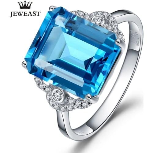 LSZB Natural topaz 18K Pure Gold 2020 New Hot Selling Top Ring Women Heart Shape Ring For Ladies Woman Genuine Jewelry