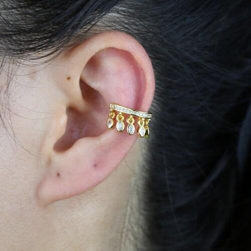 2020 New Summer Cool 2 Style 1 Pieces Ear Clip Cuff Droped Water/White/Rinbow Cz Trendy Jewelry For Women Wedding Gift