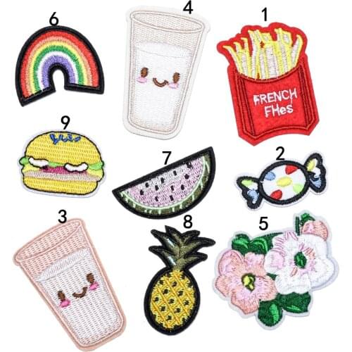 New Embroidery Patches Clothing Accessories High-quality Food French Fries Drinks Roses Various Pattern Patches