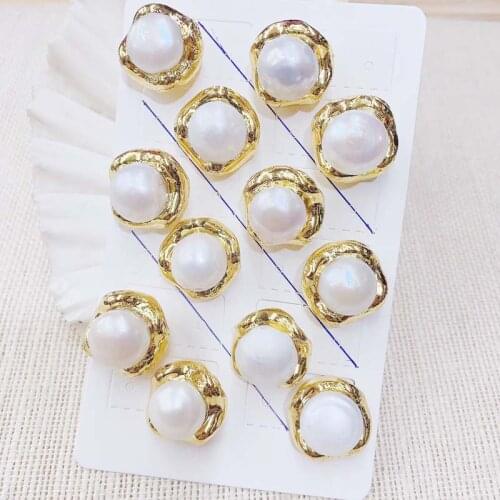 New Design Pearl Stud Earrings, Nature Freshwater Pearl Stud Earring,24 carat gold Earring