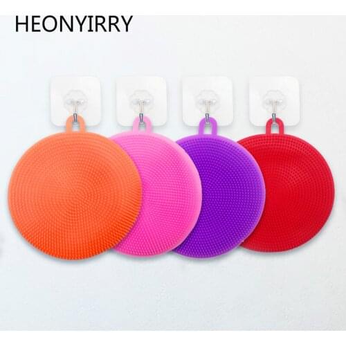 Silicone Dish Washing Sponge Scrubber Kitchen Cleaning antibacterial Tool Soft Cleaning Antibacterial Brush Kitchen Tools