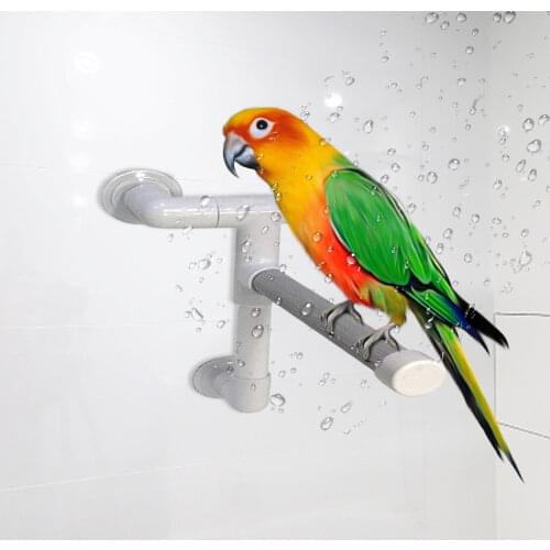 Strong Suction Cup Parrot Shower Perch Wall Mounted Shower Stand Plastic Portable Travel Bird Bath Stand Toy With Suction Cups