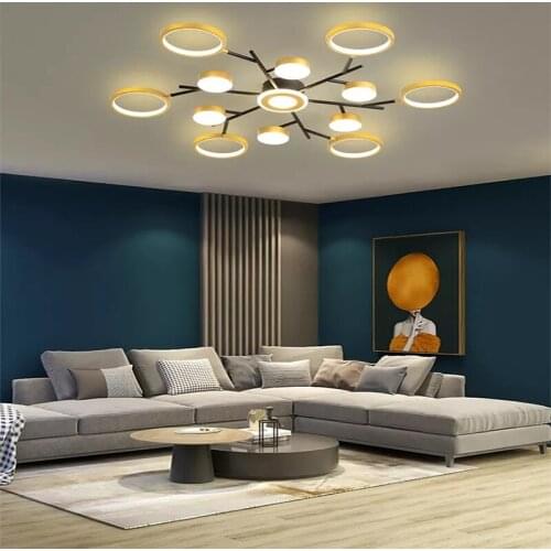 Nordic style bedroom LED ceiling lamp villa living room chandelier restaurant lamp study room lamp hotel room lobby lamp