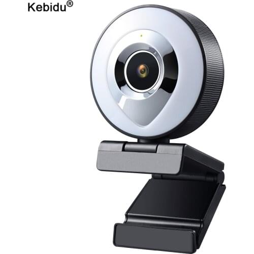 HD 1080P Web Camera Auto Focus Ring Video Webcam For Live Broadcast with Fill-in Lighting Mic USB 3 Grades Touch Brightness