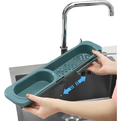 Retractable Drain Basket Sink Rack Telescopic Drain Rack Filter Leftovers Drain Basket Dishwashing Cloth Storage Kitchen Tools
