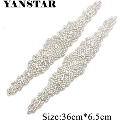 YANSTAR(10pcs) Wholesale Hand Sew Silver Crystal Rhinestones Appliques On Wedding Dress Belt DIY Bridal Gown Sash YS905