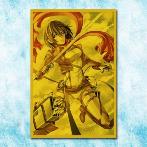 Japanese Anime Attack On Titan Poster Eren Jaege Mikasa·Ackerman Art Silk Canvas Retro Print For Home Room Decor-045