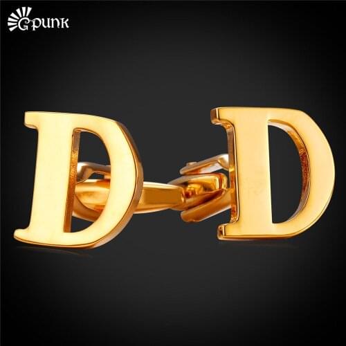 Cufflinks High Quality For Men Alphabet D Initial Letter Gold/ color Men Wedding Dress Cuff Buttons C2034G