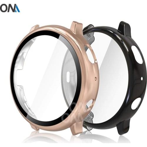 PC Protective Case + Tempered glass for Samsung Galaxy Watch Active 2 44mm 40mm Screen Protector Cover