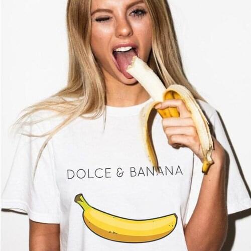 Funny T Shirt Dolce&banana Printed Women Short Sleeve Harajuku Ulzzang Tumblr T Shirt Fashion Fruit Style Cute Tops Graphic Tee