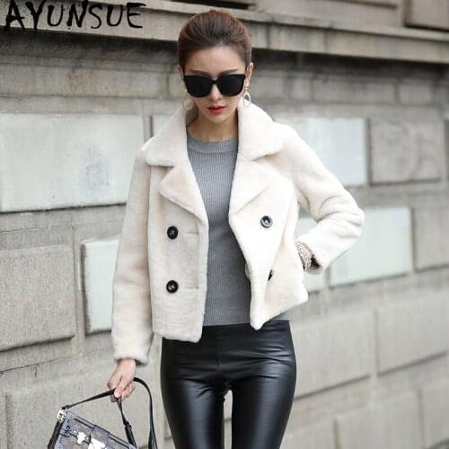 AYUNSUE Faux Fur Coat Ladies Autumn Winter Coat Women Sheep Shearing Short Female Jacket Coats Fall 2020 Abrigo Mujer KJ888