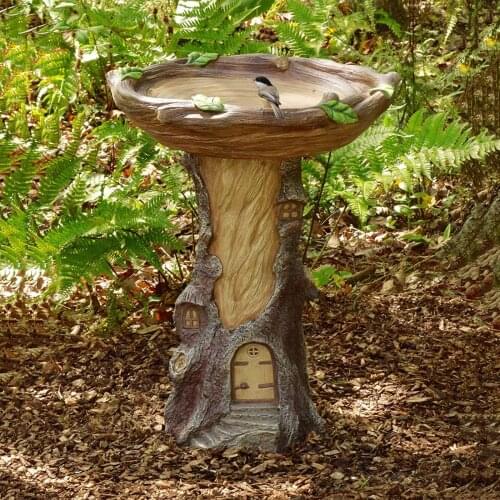 1PC Creative Garden Statue Ornament Resin Tree Bird Bath Standing Bird Feeders Simulation Tree Outdoor Decoration Balcony