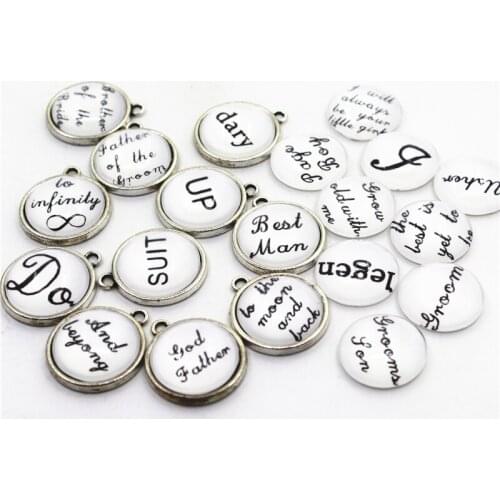 10pcs Mix Random letter charm hanging dangle charms for bracelets necklace jewelry accessory glass pendants charms