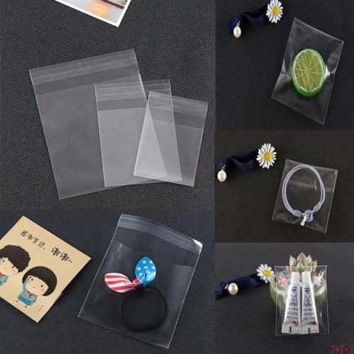 100pcs Transparent Cellophane Birthday Plastic Gift Candy Cookie Bags Biscuits Snack Baking Package Bags
