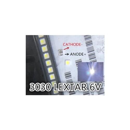 1000pcs FOR LEXTAR LED Backlight High Power LED PCT 3030 SMD LED Beads 1W 6V Cold White For TV/LCD Backlight 3.0*3.0mm