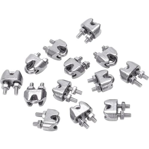 2mm 1/16 Inch Stainless Steel Wire Rope Cable Clamp Fastener 12pcs