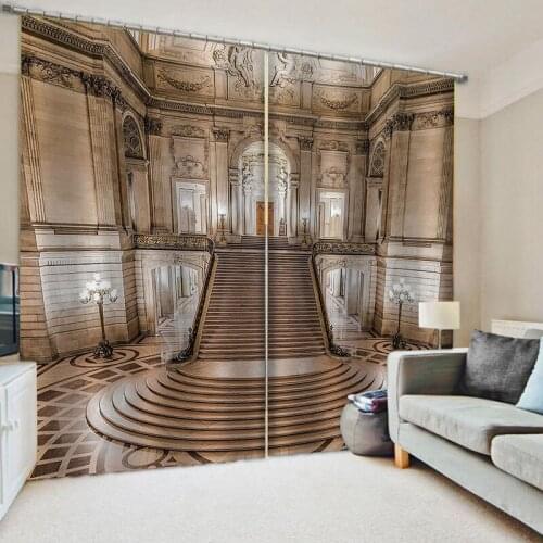 3D Print European Style Building Cylinder Tunnel Window Curtains Living Room Curtain Bedroom Screen Polyester Home Decor