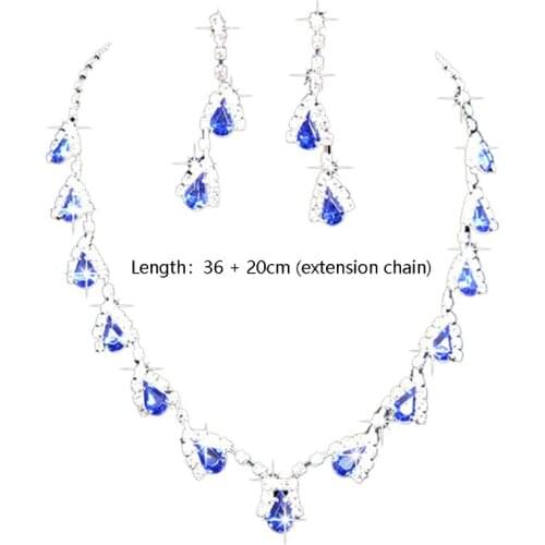 97QE Jewelry Sets Wedding Rhinestone Crystal Bib Statement Necklace Earrings Set Bri