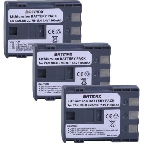 3Pcs 1100mAh NB-2L NB 2L NB2L NB 2LH Camera Rechargeable Li-ion Battery for Canon Cameras DC310 DC320 DC330 DC410 DC420 HV20 HG1