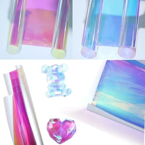 Aurora AB Effect Reflective Mirror Paper Rainbow Stickers Laser Film for DIY Craft Epoxy Silicone Mold Filling Nail Art Supplies