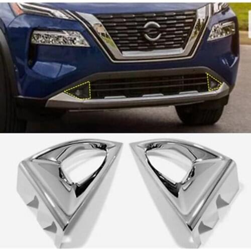 Car Front Bumper Lower Fog Lamp Frame Front Fog Lamp Decorative Bright Strip for Nissan Rogue X-Trail T33 2021