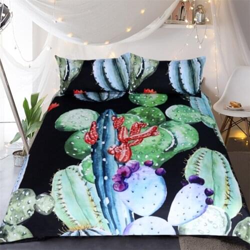 Free shipping 3D floral cactus succulents pineapple 1 duvet cover&2 pillow cases twin full queen king size 3pcs bedding set