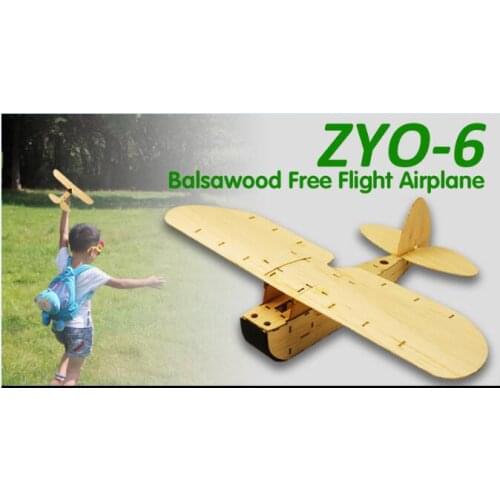 Balsawood Free Flight Airplane ZYO-6 Wood Plane Model Boys Christmas Gift