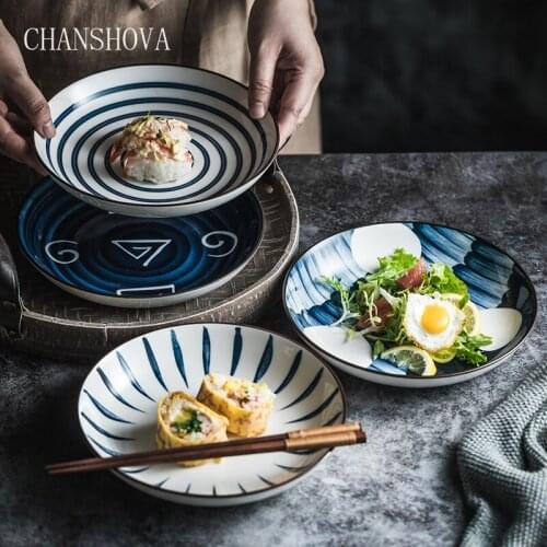 CHANSHOVA Round Hand-painted main course Ceramic Dinner salad Plate Steak Dish Dessert Tray Porcelain Kitchen Utensils H357
