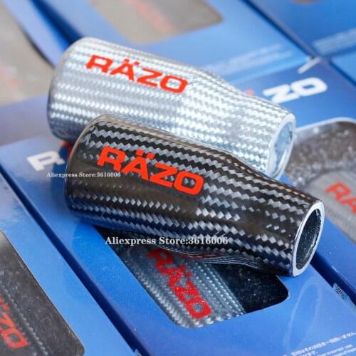 Black/Silver RAZO Carbon Fiber Gear Shifter Knob 8cm Length