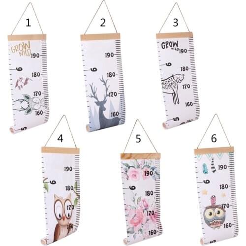 Cartoon Animals Lion Monkey Owl Elephant Height Measure Wall Sticker for Kids Rooms Growth Chart Nursery Room Decor Wall Art