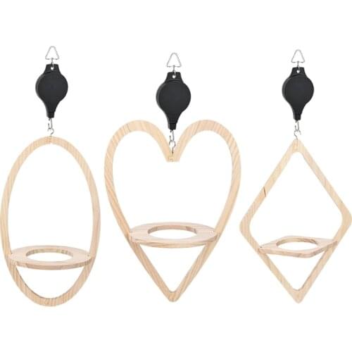 Wooden Pendant Flower Pot Rack Hanging Flowerpot Storage Basket Stand for Garden Patio Balcony Decoration