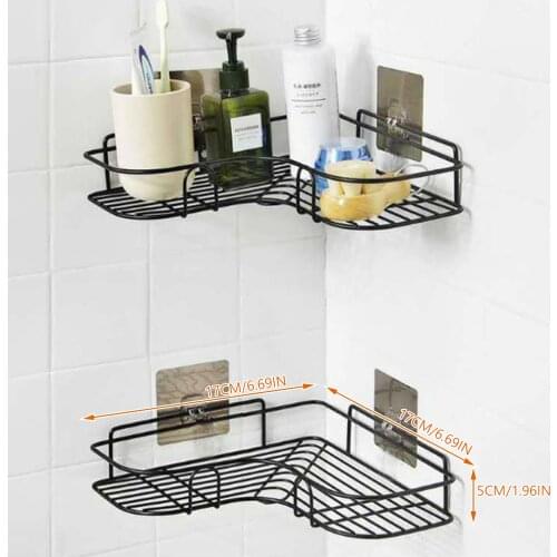 Stainless Steel Non Perforated Love Corner Rack Kitchen Bathroom Bedroom Storage Rack Thickened Tripod Storage Rack Shelf