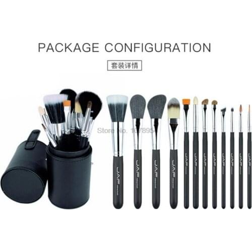 By DHL 20set 12Pcs/set JAF Make up Brushes Kit Studio Holder Tube Convenient Portable Leather Cup Natural Hair Synthetic tool