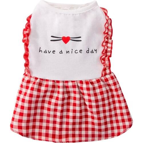 Plaid Dog Dresses Summer Thin Pet Skirt Puppy Breathable Clothes Dog Cat Princess Costume for Small and Medium Dogs Girl and Boy