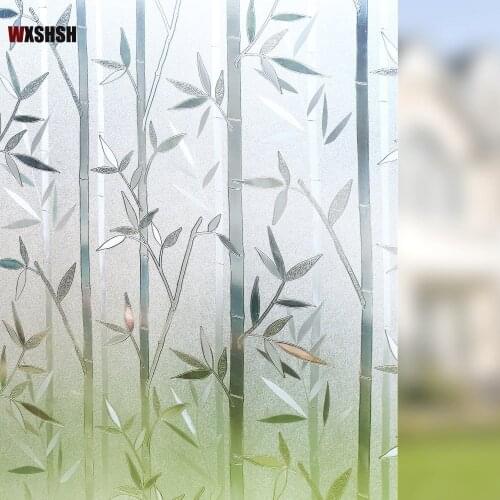 100cm Length Electrostatic Glass Film 3D Vinyl Bamboo Privacy Protection Decorative UV-Proof Frosted Removable Window Sticker